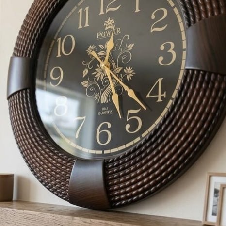  Porter Royal Brown Woven Wall Clock - Luxury Decor